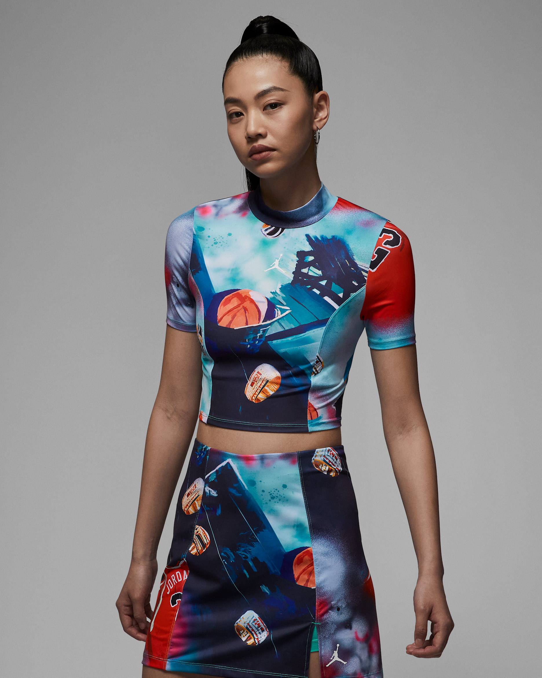 Jordan Women's Printed Short-Sleeve Knit Crop Top. Nike JP Jordan Women's Printed Short-Sleeve Knit Crop Top. Nike JP